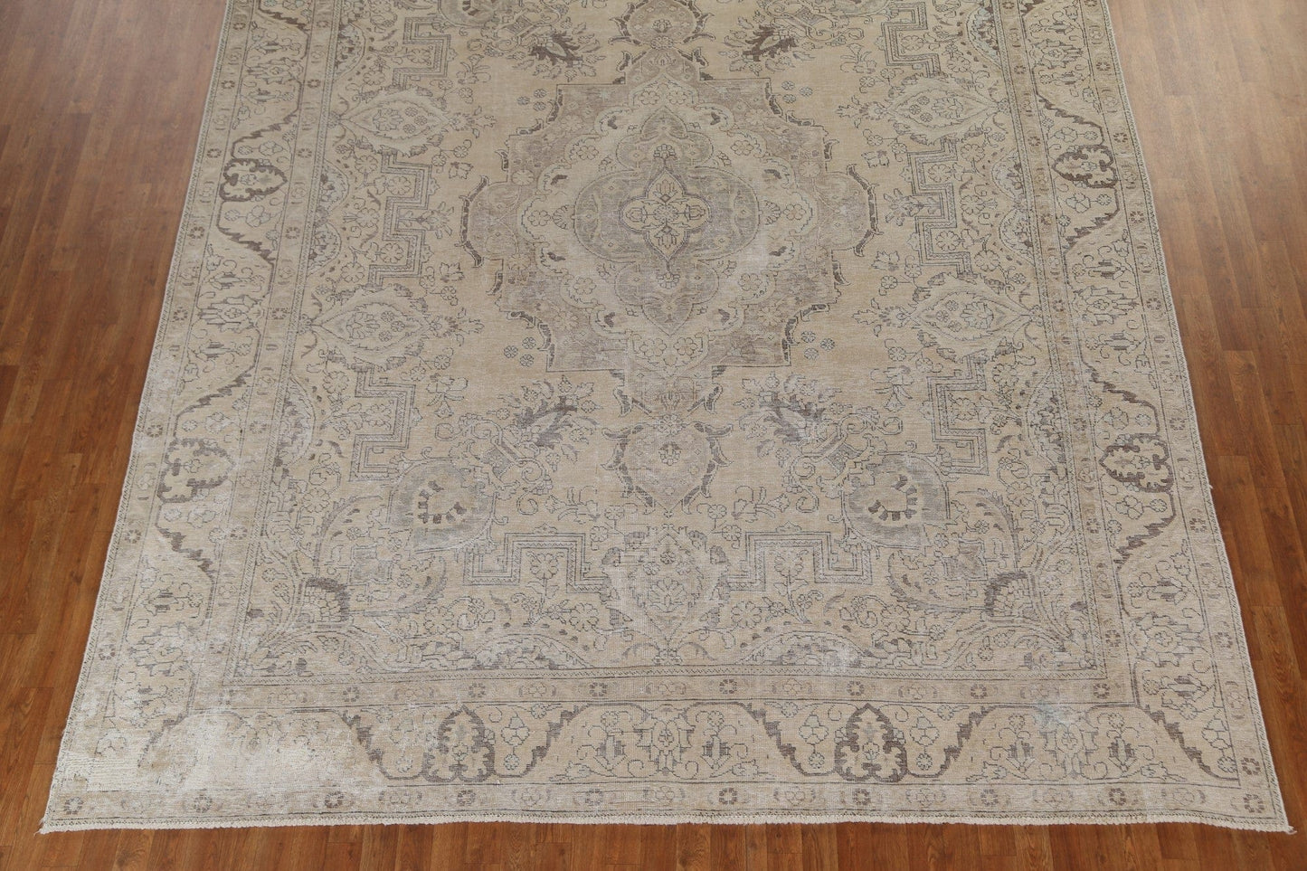 Muted Geometric Tabriz Persian Wool Rug 10x12