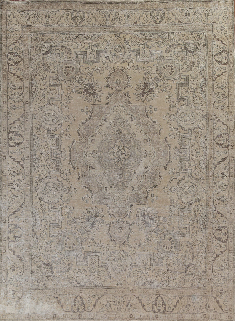 Muted Geometric Tabriz Persian Wool Rug 10x12