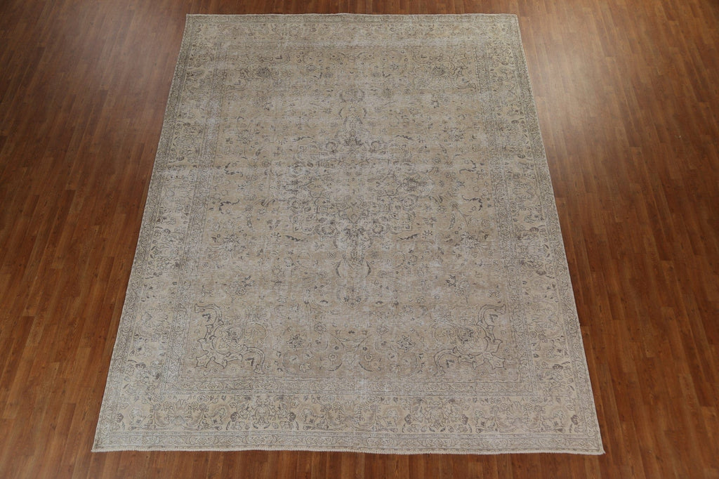 Distressed Floral Tabriz Persian Wool Rug 10x12