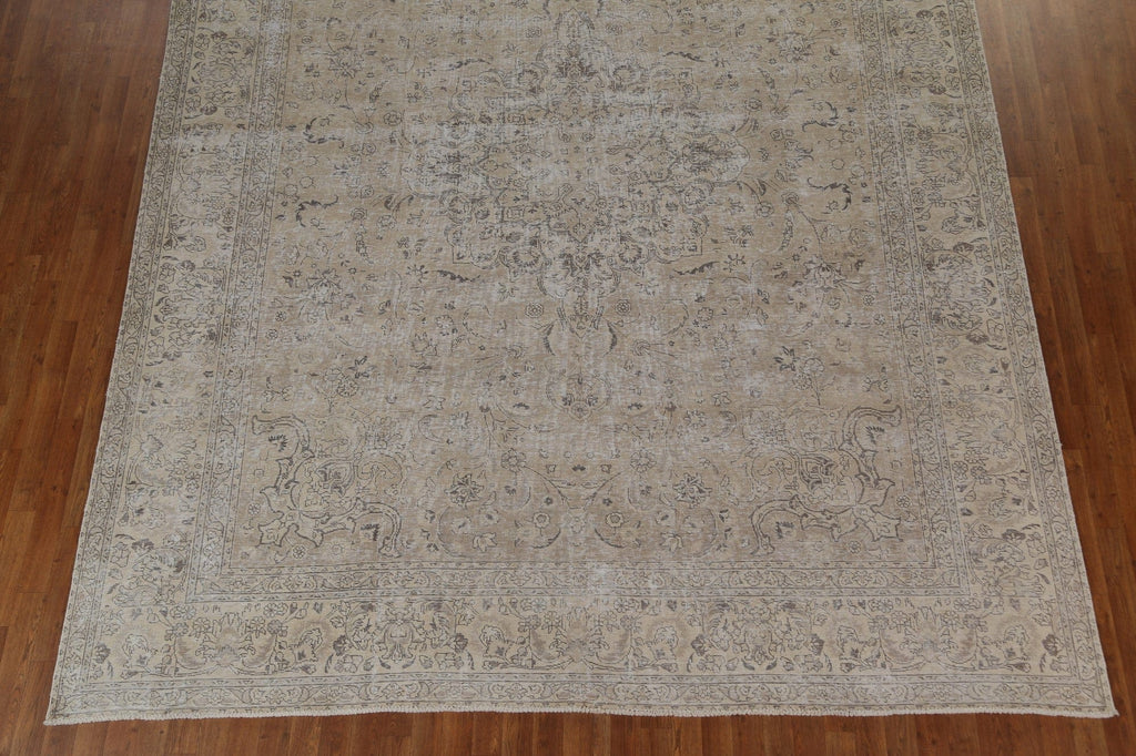 Distressed Floral Tabriz Persian Wool Rug 10x12