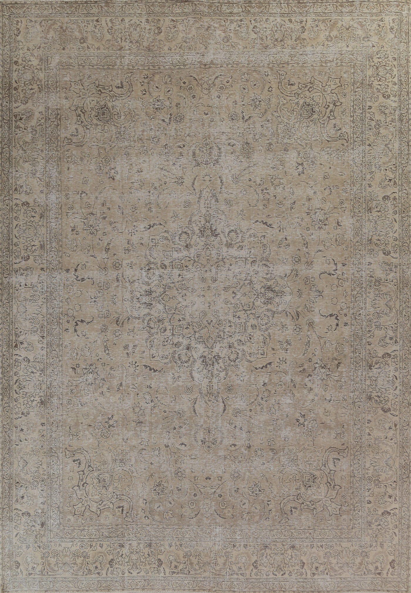 Distressed Floral Tabriz Persian Wool Rug 10x12