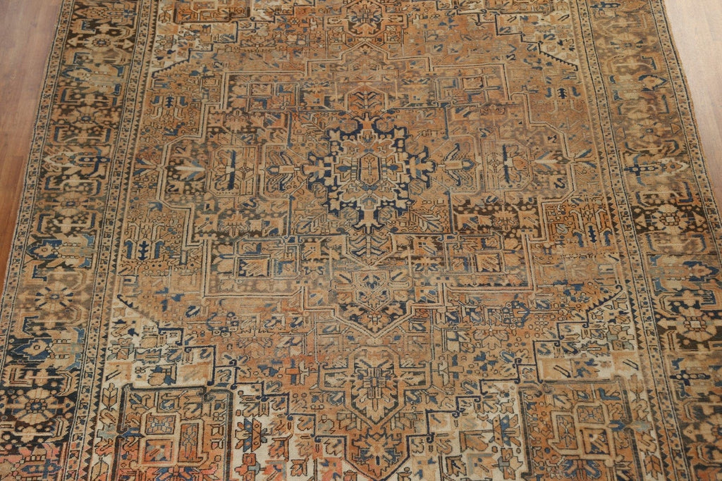 Muted Geometric Heriz Persian Wool Rug 10x12