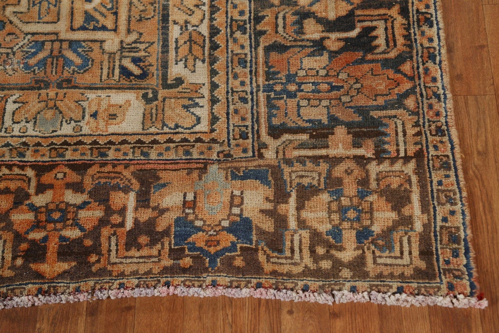 Muted Geometric Heriz Persian Wool Rug 10x12