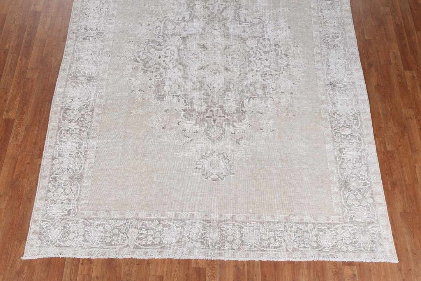 Geometric Distressed Tabriz Persian Wool Rug 8x11