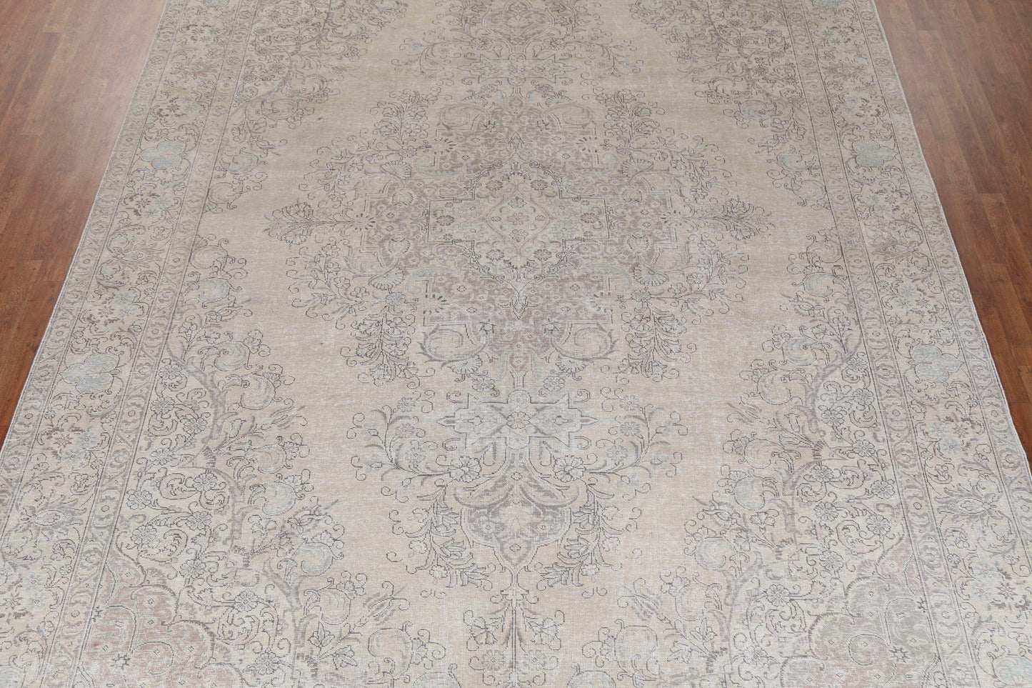 Geometric Distressed Tabriz Large Persian Rug 10x15