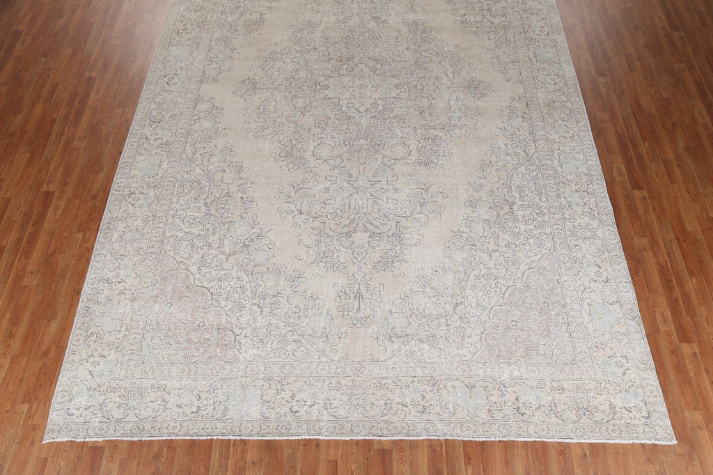 Geometric Distressed Tabriz Large Persian Rug 10x15