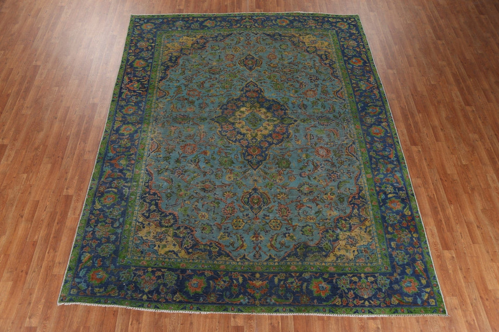 Over-Dyed Handmade Kashan Persian Area Rug 9x11