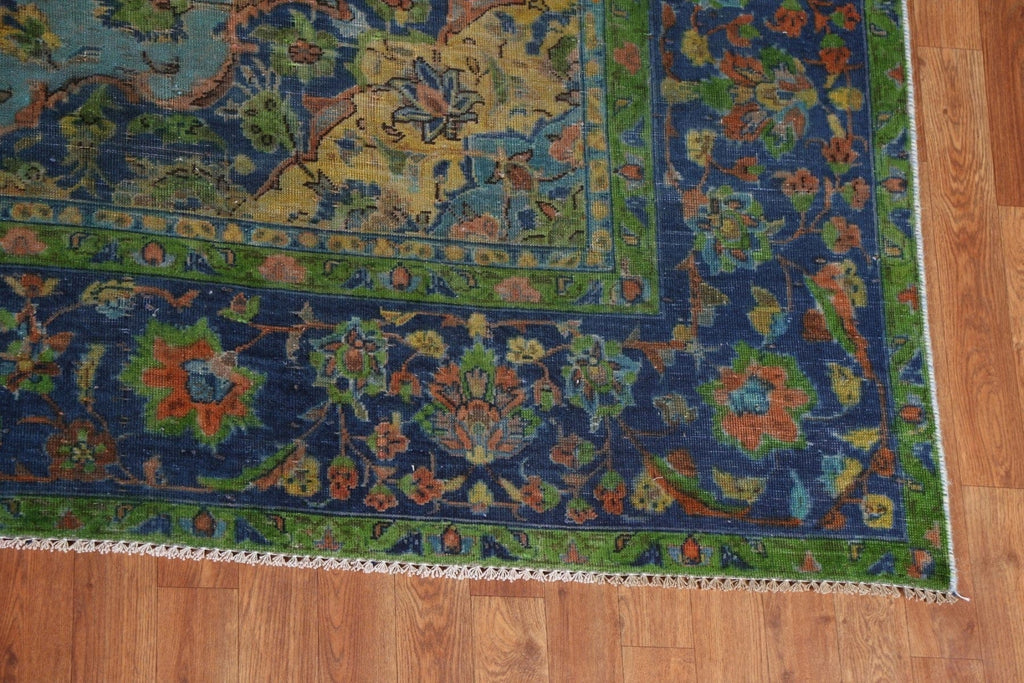 Over-Dyed Handmade Kashan Persian Area Rug 9x11