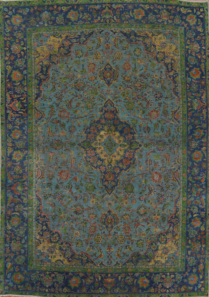 Over-Dyed Handmade Kashan Persian Area Rug 9x11