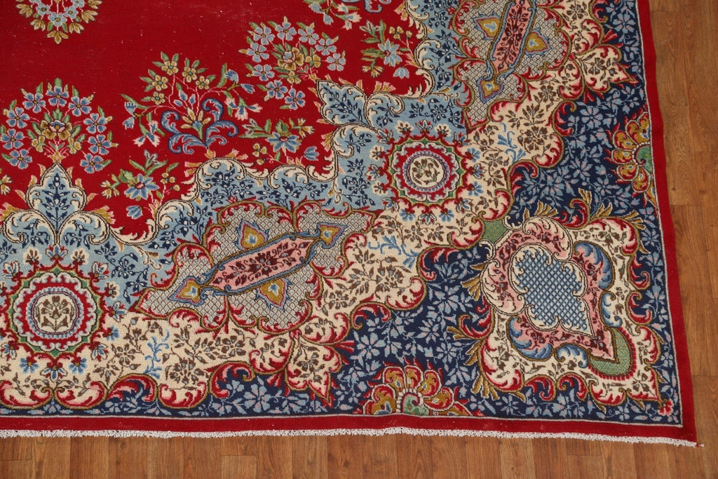 Floral Wool Kerman Persian Area Rug 10x13