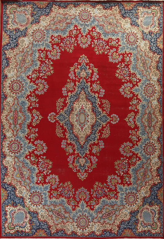 Floral Wool Kerman Persian Area Rug 10x13