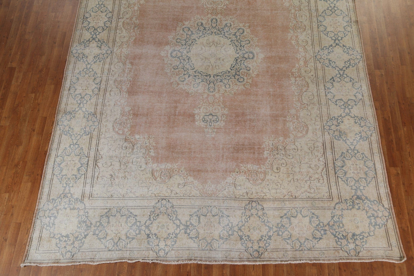 Geometric Distressed Kerman Persian Area Rug 10x13