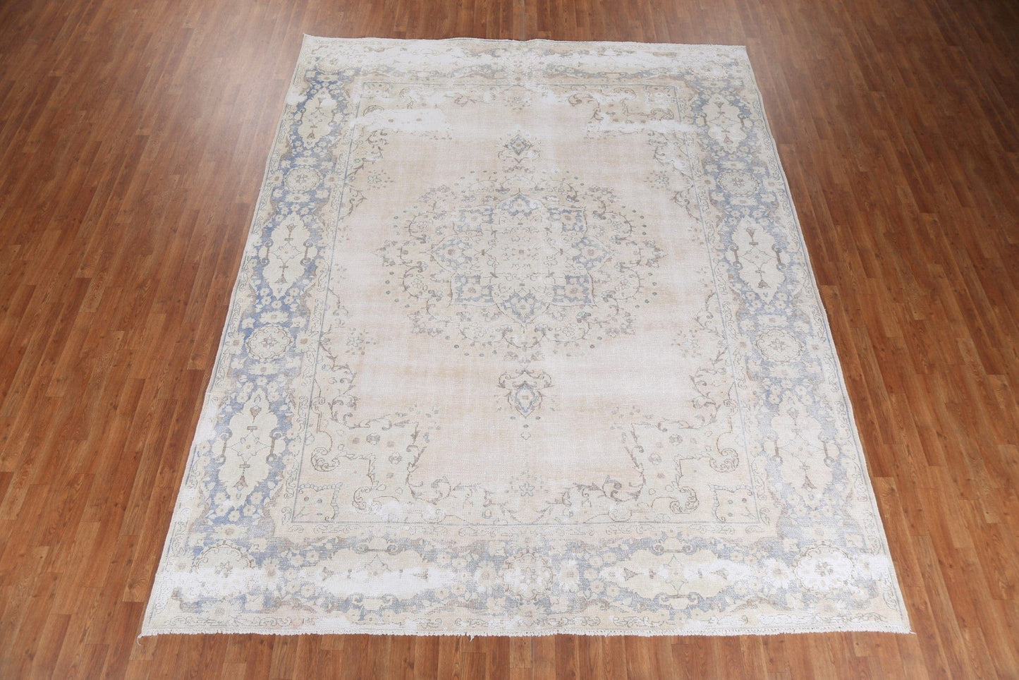 Distressed Geometric Kerman Persian Area Rug 9x11