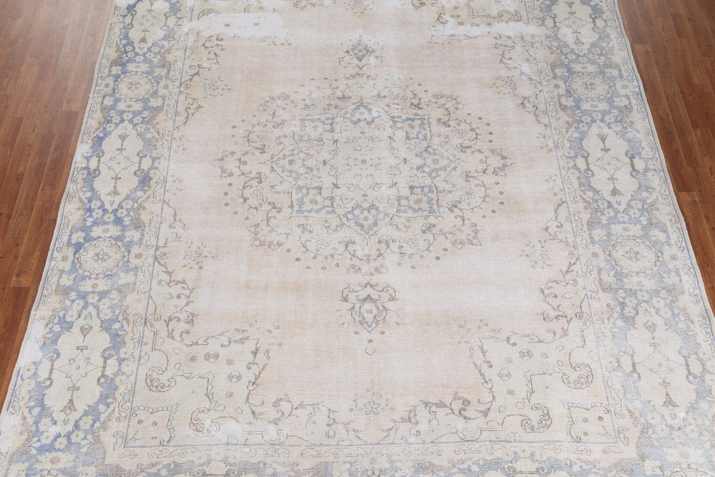 Distressed Geometric Kerman Persian Area Rug 9x11