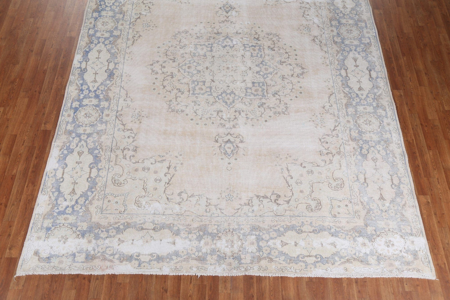 Distressed Geometric Kerman Persian Area Rug 9x11