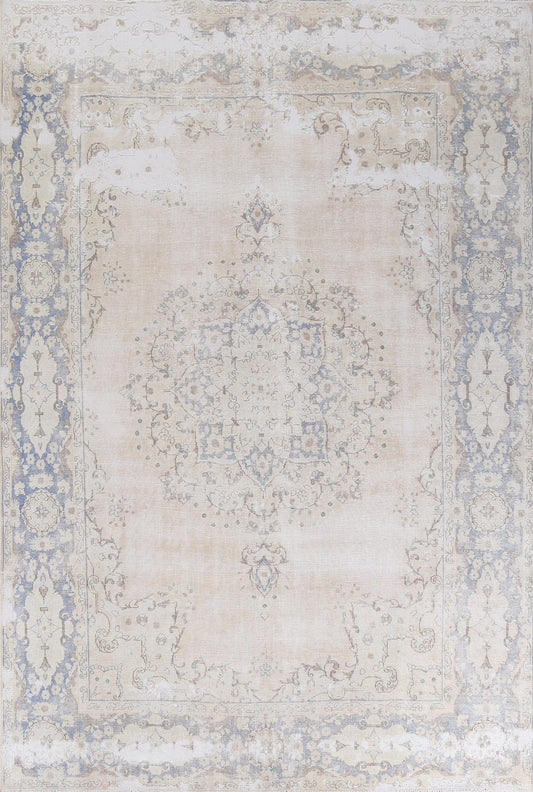 Distressed Geometric Kerman Persian Area Rug 9x11