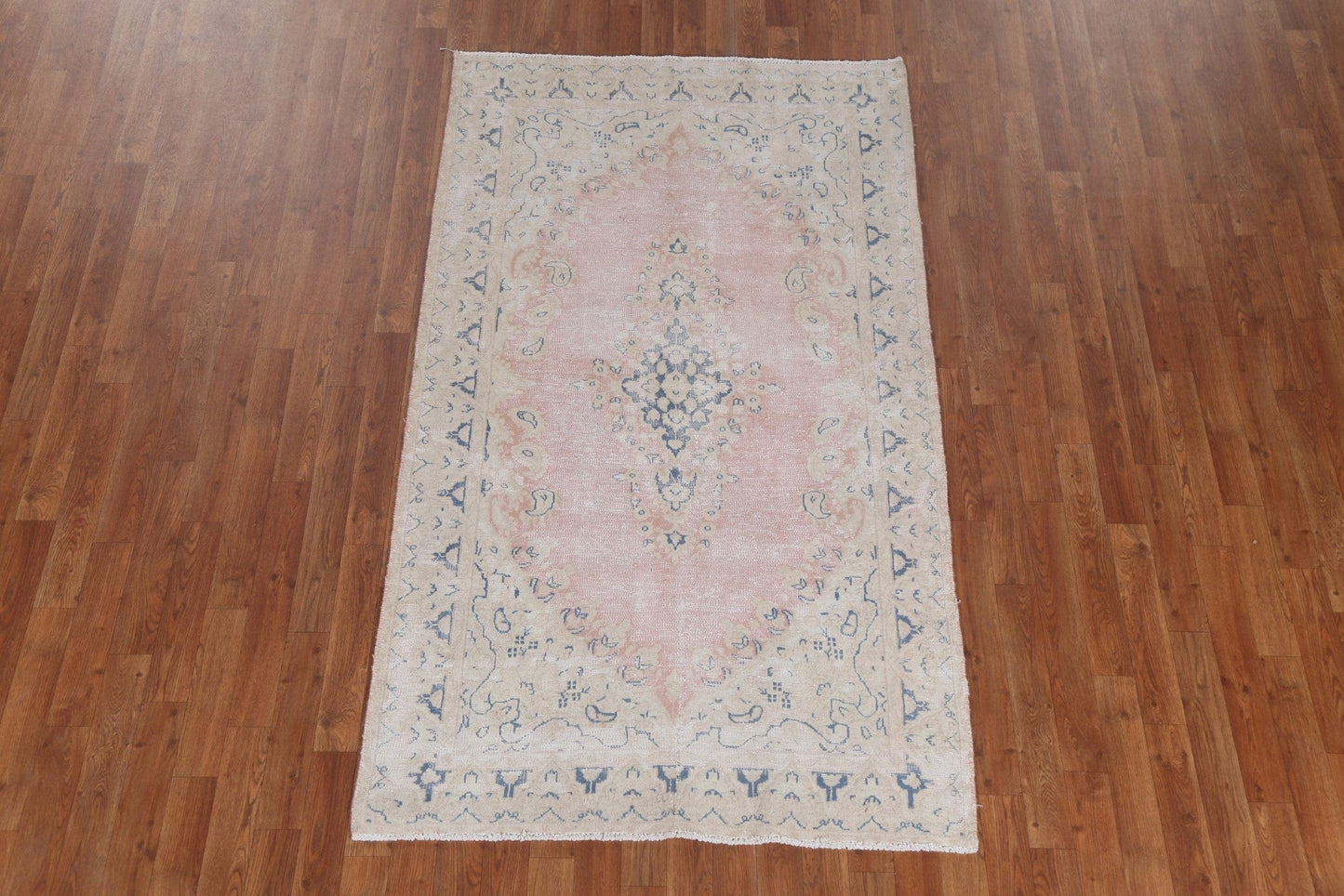 Geometric Distressed Kerman Persian Area Rug 4x7