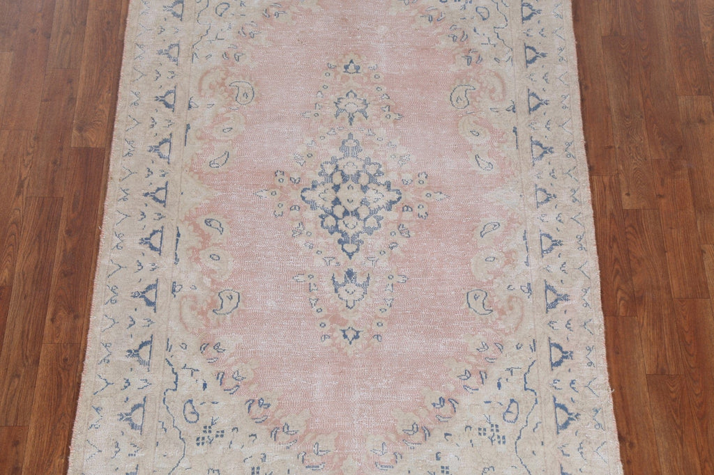 Geometric Distressed Kerman Persian Area Rug 4x7