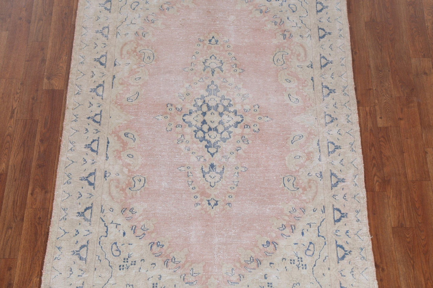 Geometric Distressed Kerman Persian Area Rug 4x7