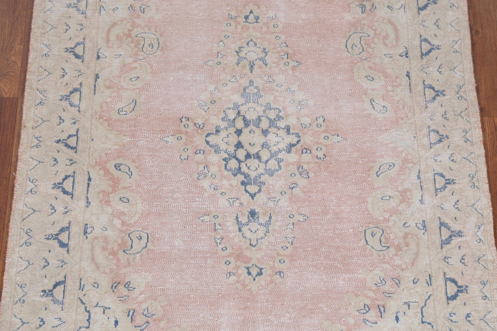 Geometric Distressed Kerman Persian Area Rug 4x7