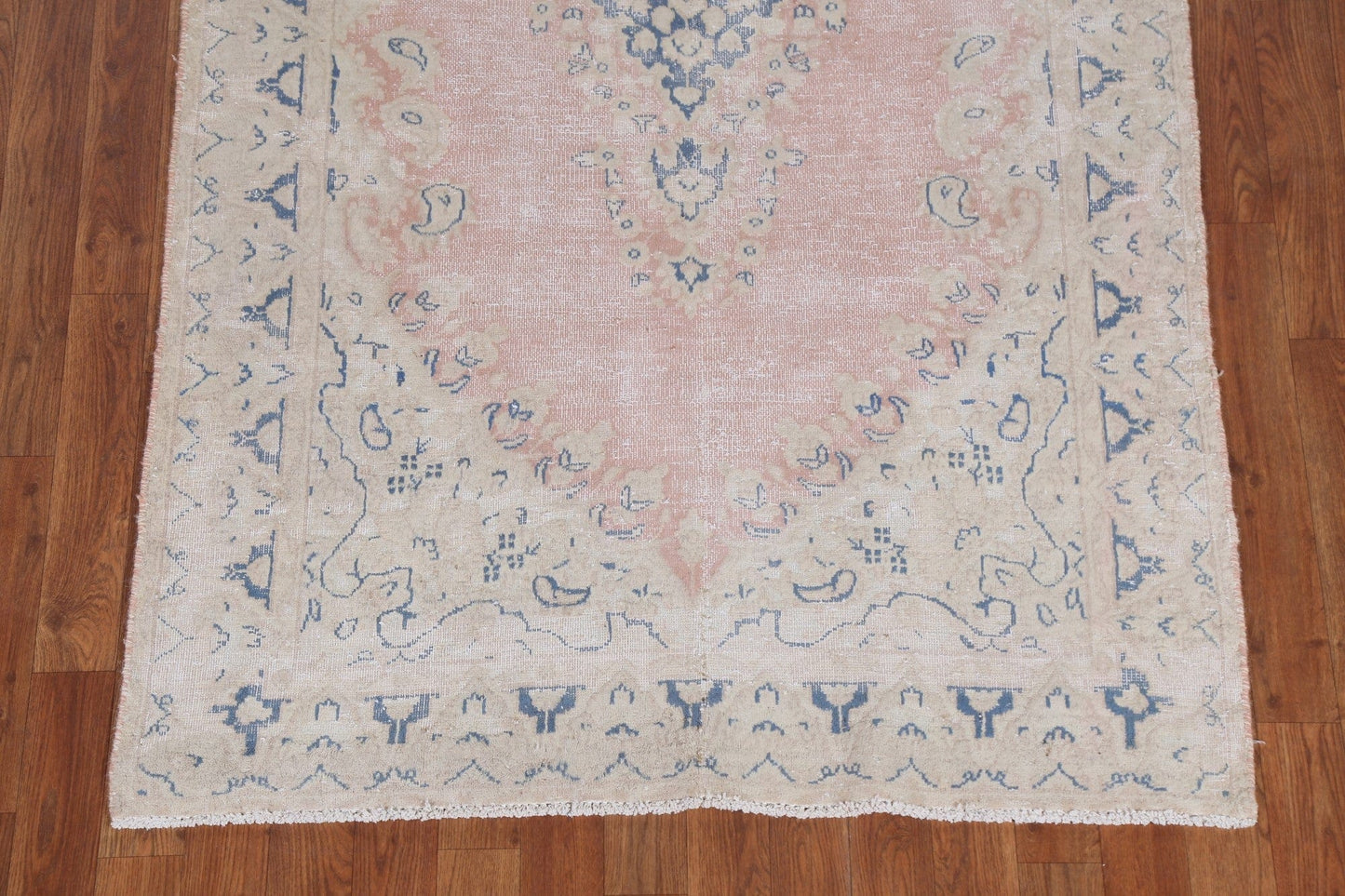 Geometric Distressed Kerman Persian Area Rug 4x7