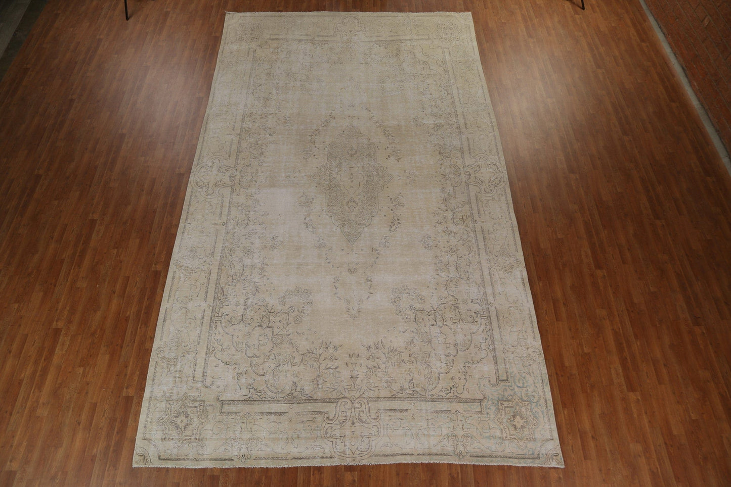 Distressed Floral Kerman Persian Area Rug 9x16