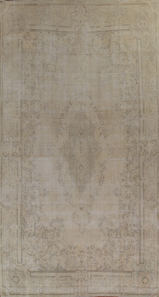 Distressed Floral Kerman Persian Area Rug 9x16