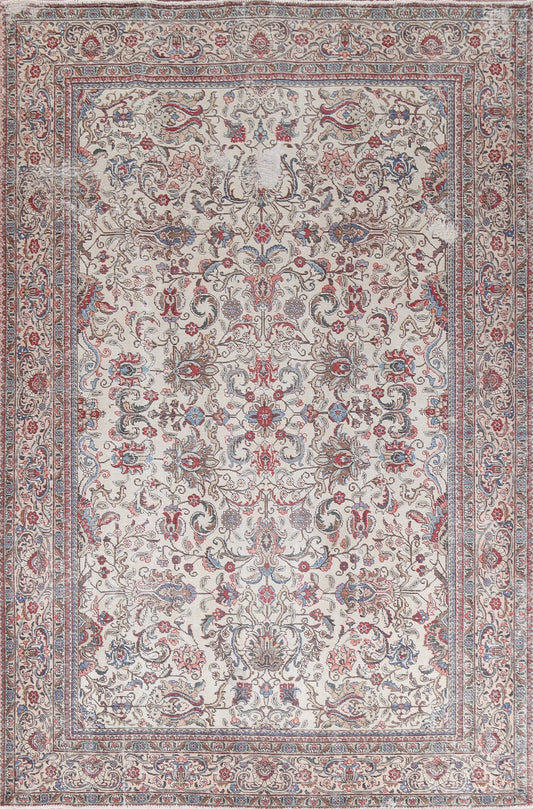 Vintage Floral Wool Tabriz Persian Area Rug 8x11