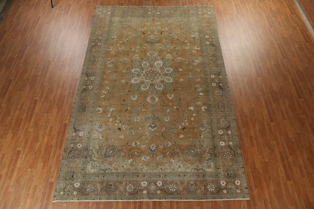 Vintage Floral Tabriz Persian Area Rug 9x15