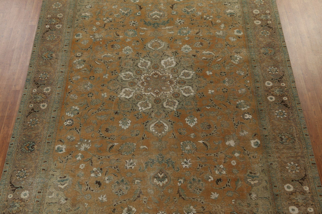 Vintage Floral Tabriz Persian Area Rug 9x15