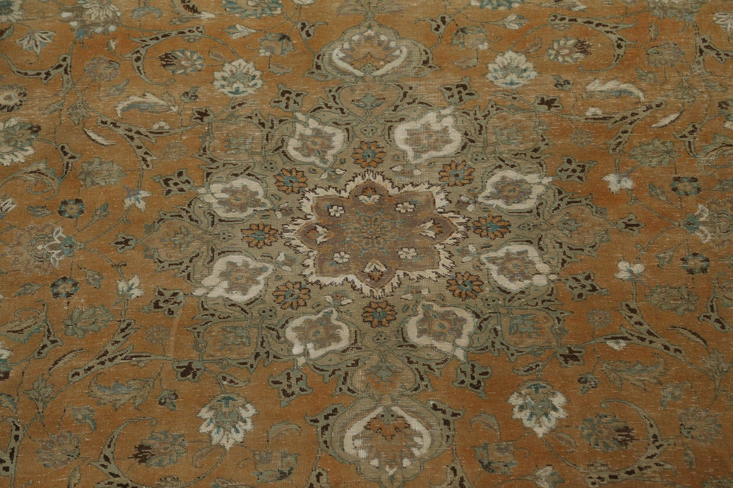 Vintage Floral Tabriz Persian Area Rug 9x15