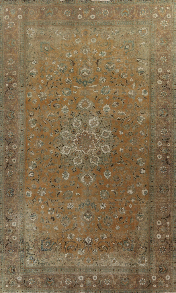 Vintage Floral Tabriz Persian Area Rug 9x15