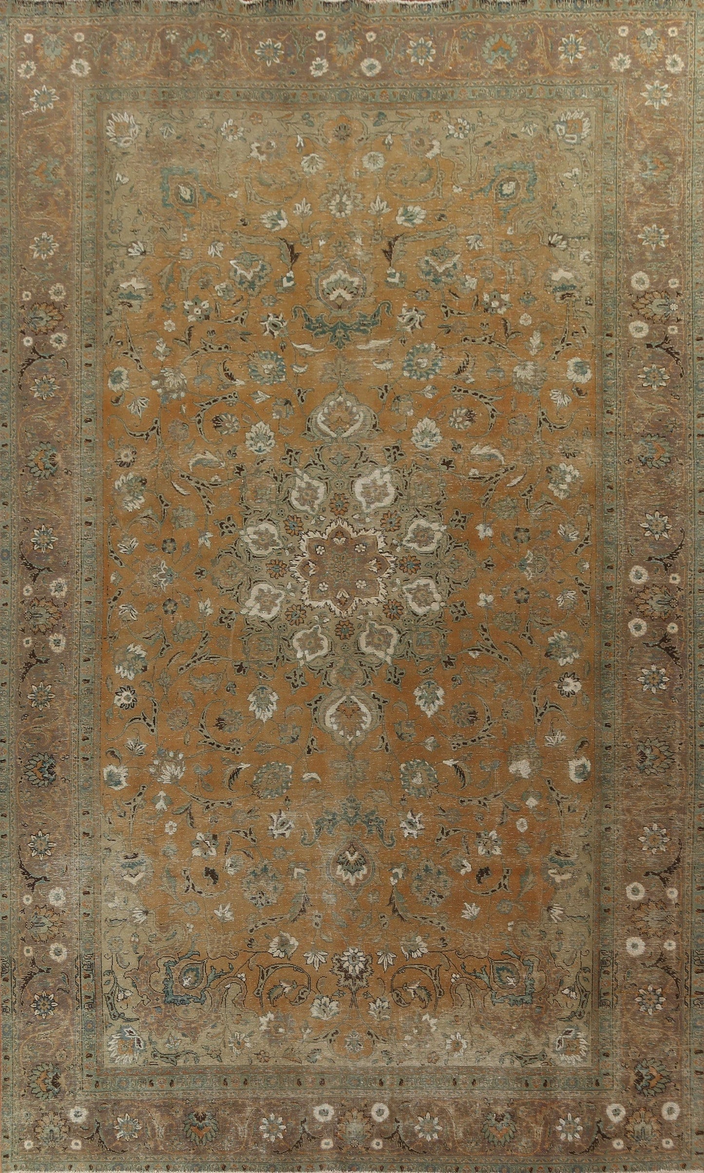 Vintage Floral Tabriz Persian Area Rug 9x15