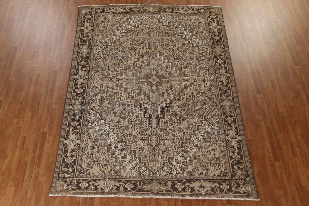 Geometric Vintage Heriz Persian Area Rug 8x11