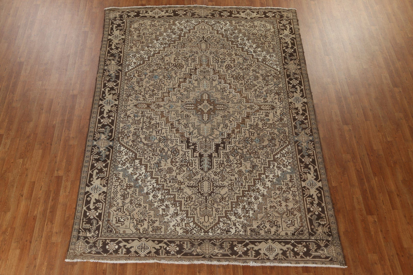 Geometric Vintage Heriz Persian Area Rug 8x11