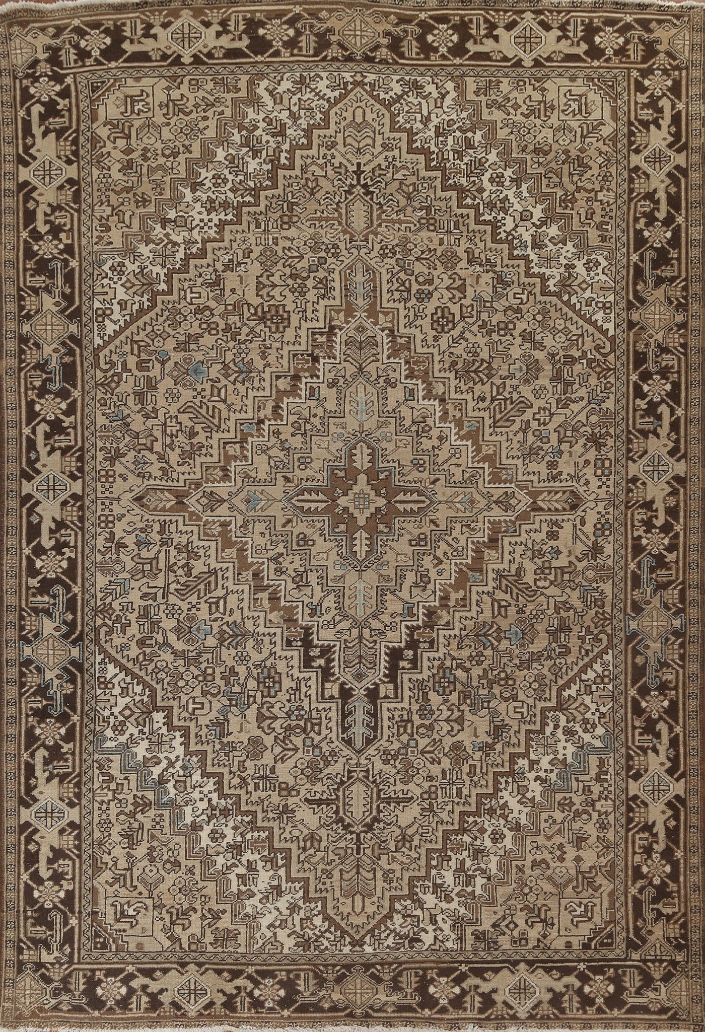 Geometric Vintage Heriz Persian Area Rug 8x11