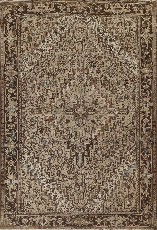 Geometric Vintage Heriz Persian Area Rug 8x11