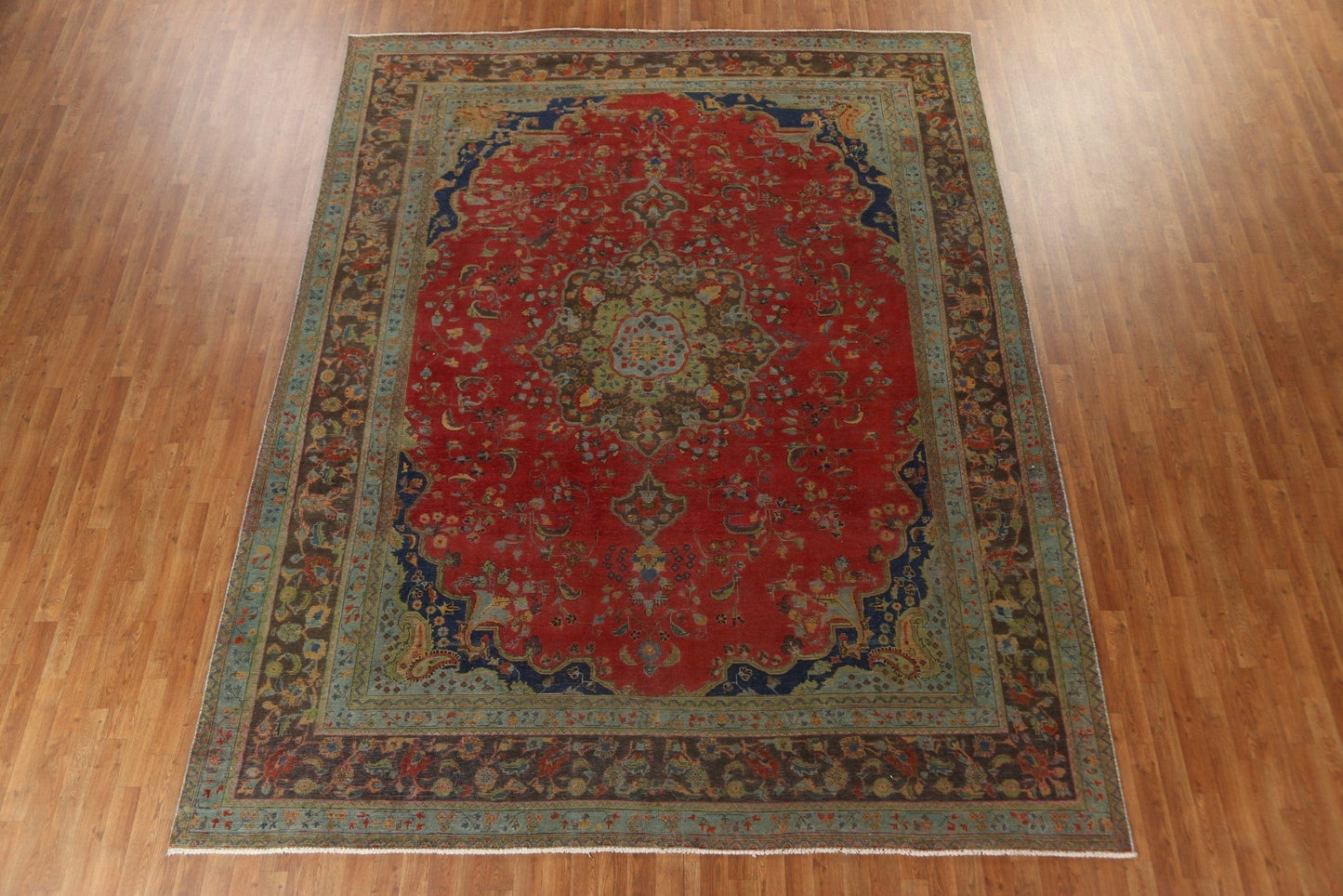 Vintage Overdyed Kashan Persian Area Rug 9x12