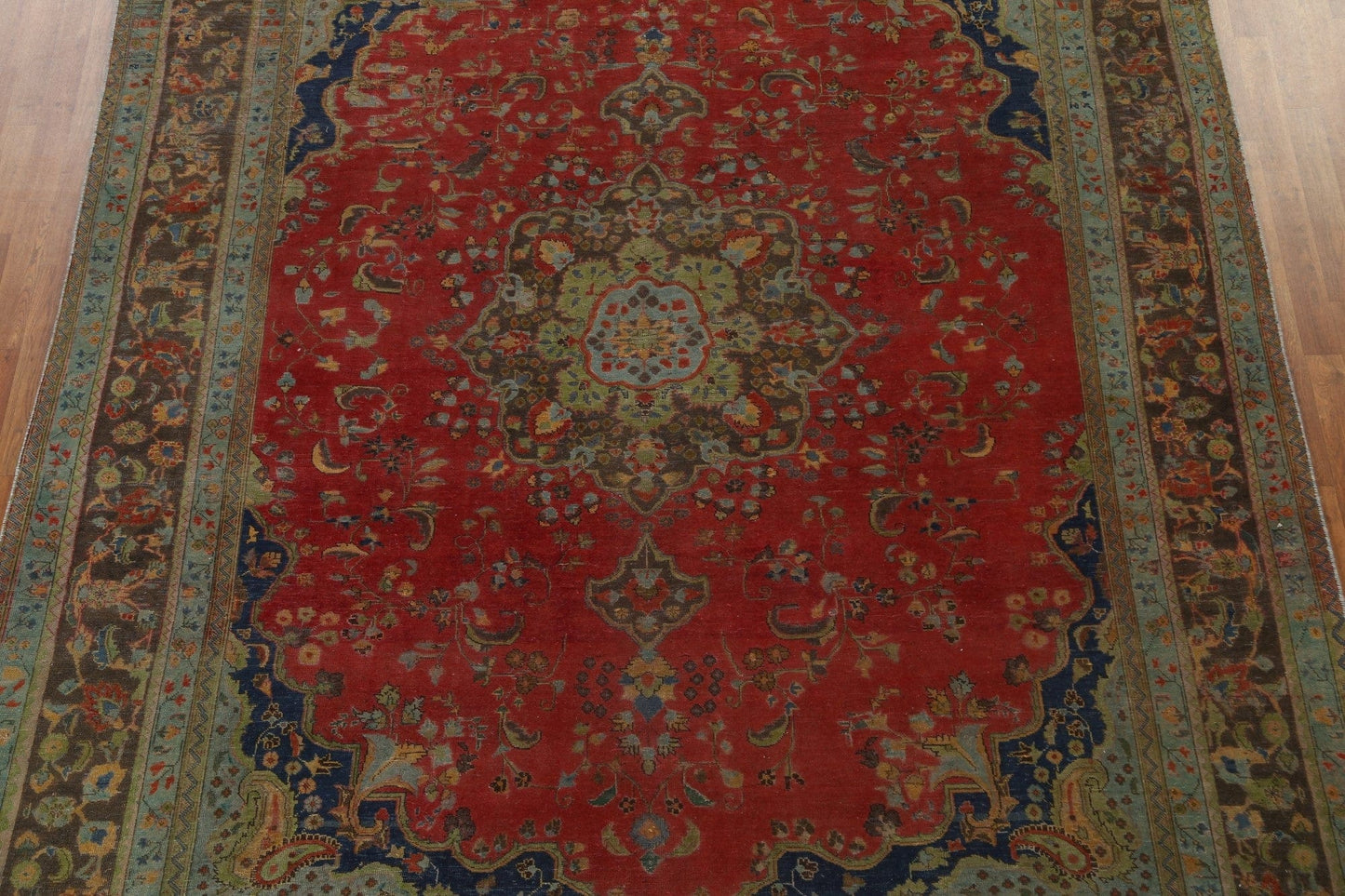 Vintage Overdyed Kashan Persian Area Rug 9x12