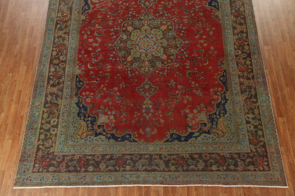 Vintage Overdyed Kashan Persian Area Rug 9x12