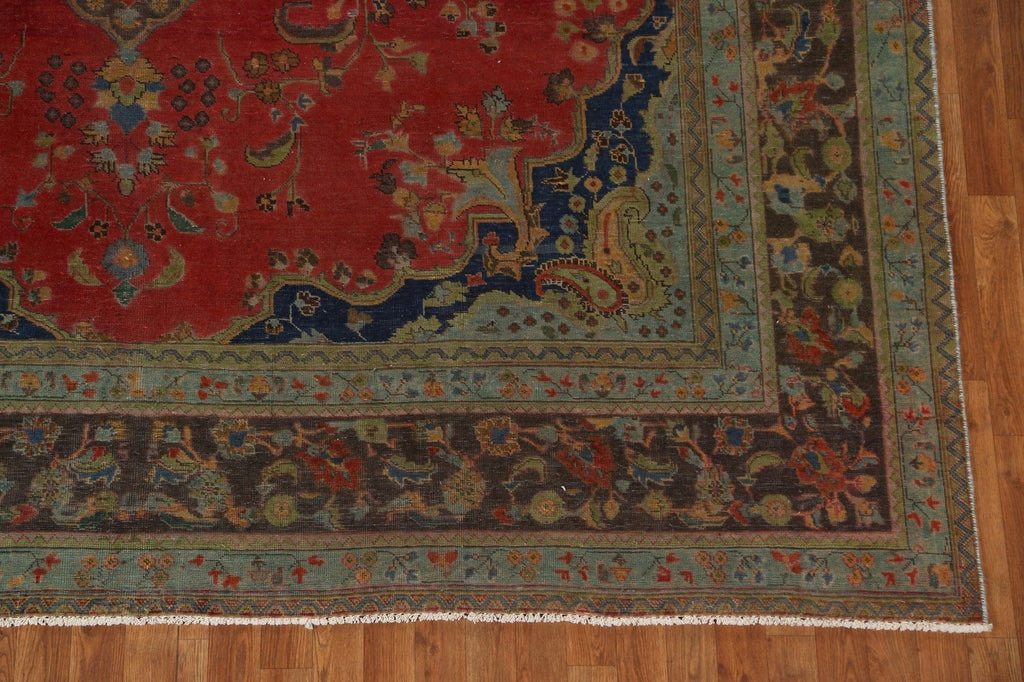 Vintage Overdyed Kashan Persian Area Rug 9x12