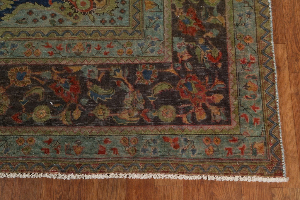 Vintage Overdyed Kashan Persian Area Rug 9x12