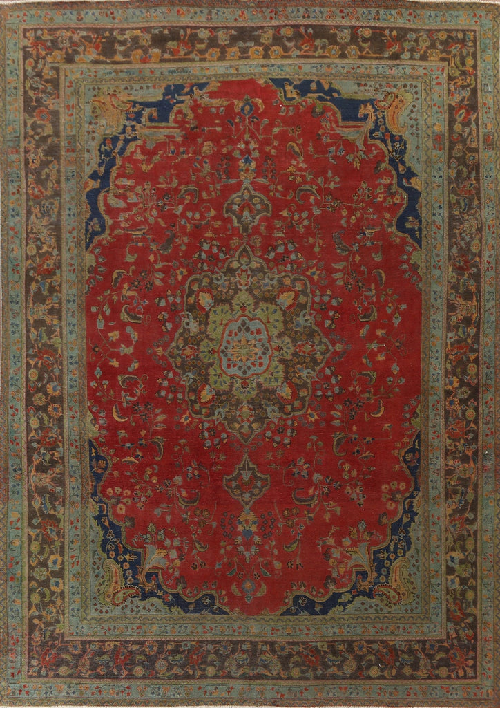 Vintage Overdyed Kashan Persian Area Rug 9x12