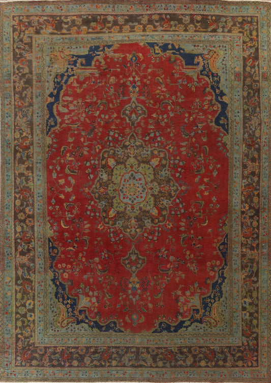 Vintage Overdyed Kashan Persian Area Rug 9x12