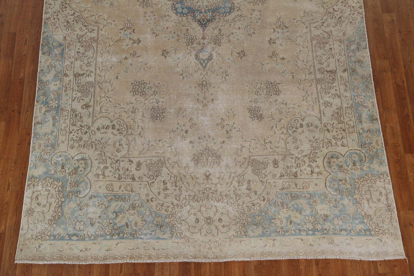 Muted Vintage Distressed Kerman Persian Area Rug 7x12