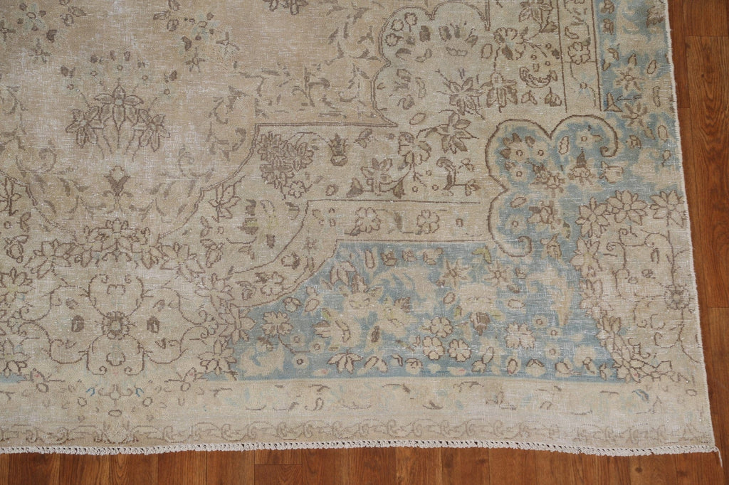 Muted Vintage Distressed Kerman Persian Area Rug 7x12