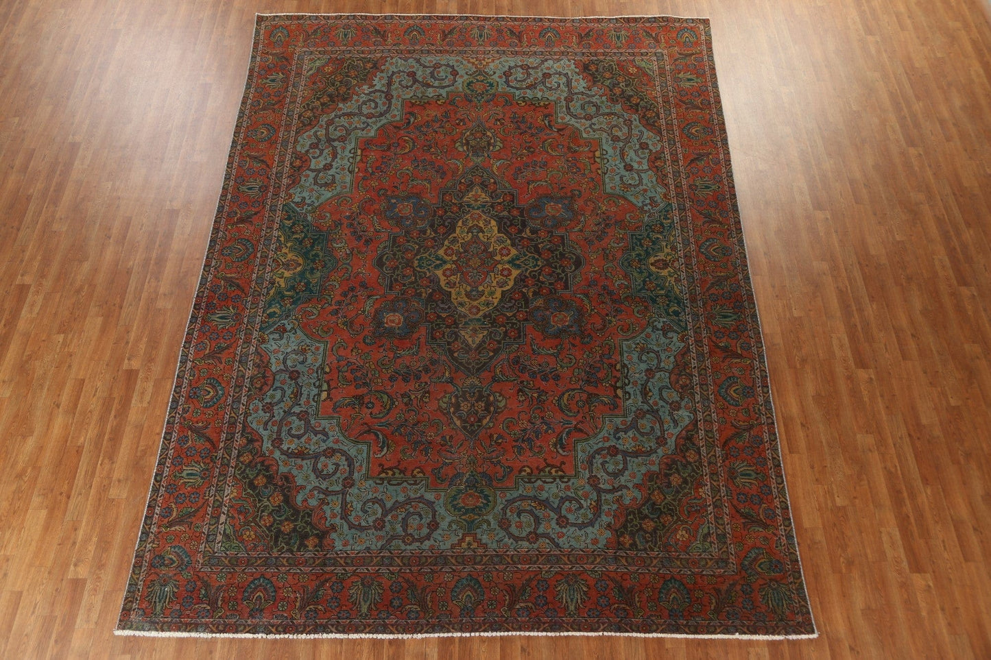 Vintage Over-Dye Tabriz Persian Area Rug Wool 9x13