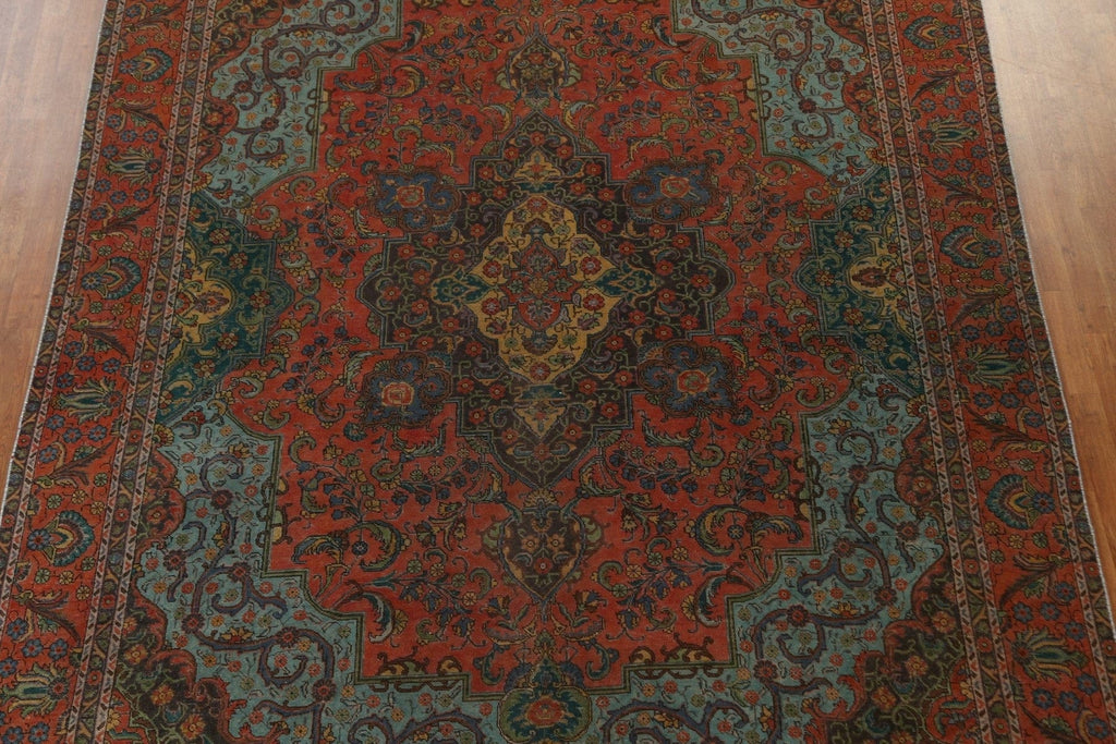 Vintage Over-Dye Tabriz Persian Area Rug Wool 9x13