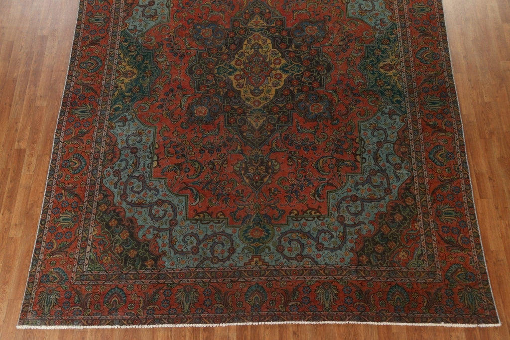 Vintage Over-Dye Tabriz Persian Area Rug Wool 9x13