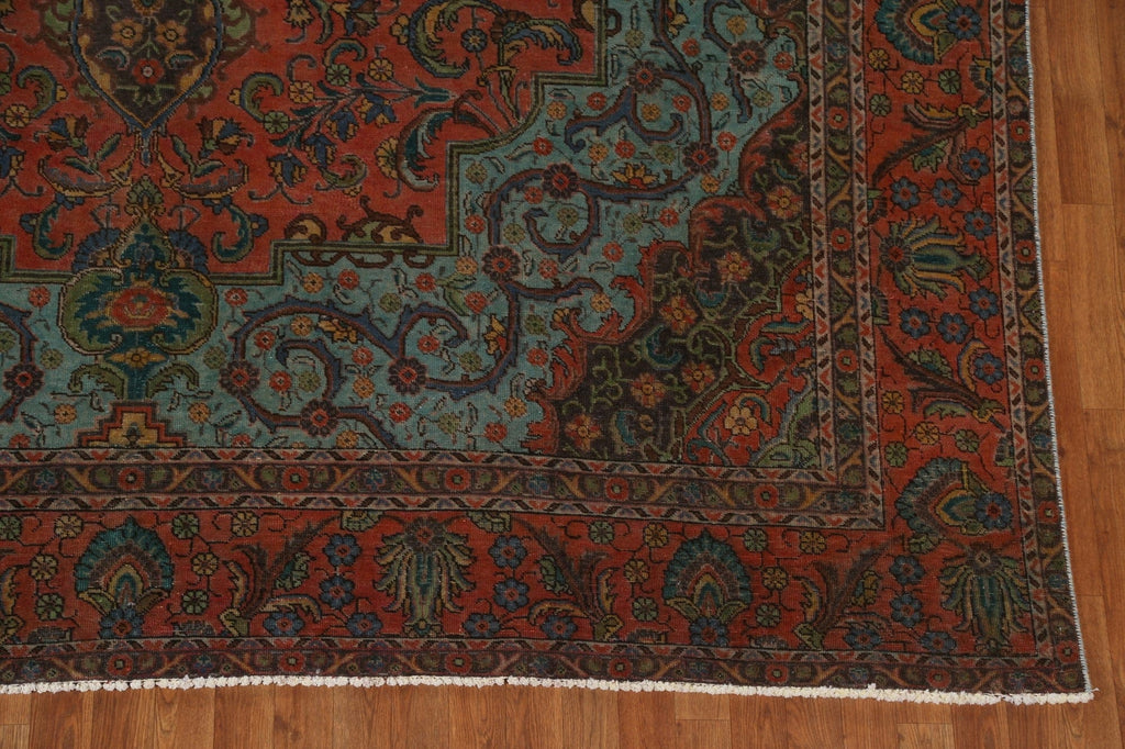 Vintage Over-Dye Tabriz Persian Area Rug Wool 9x13